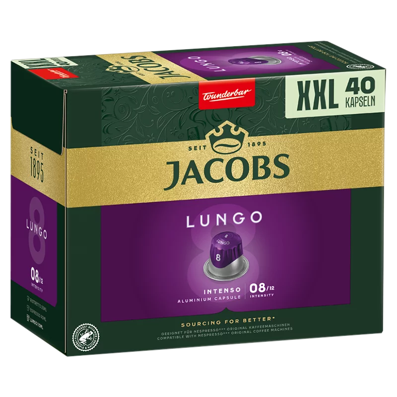 Jacobs Lungo Intenso őrölt-pörkölt kávé kapszulában 40 db 208 g