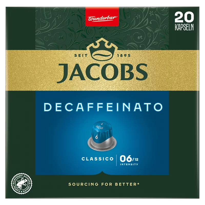 Jacobs Decaffeinato Lungo koffeinmentes őrölt-pörkölt kávé kapszulában 20 db 104 g