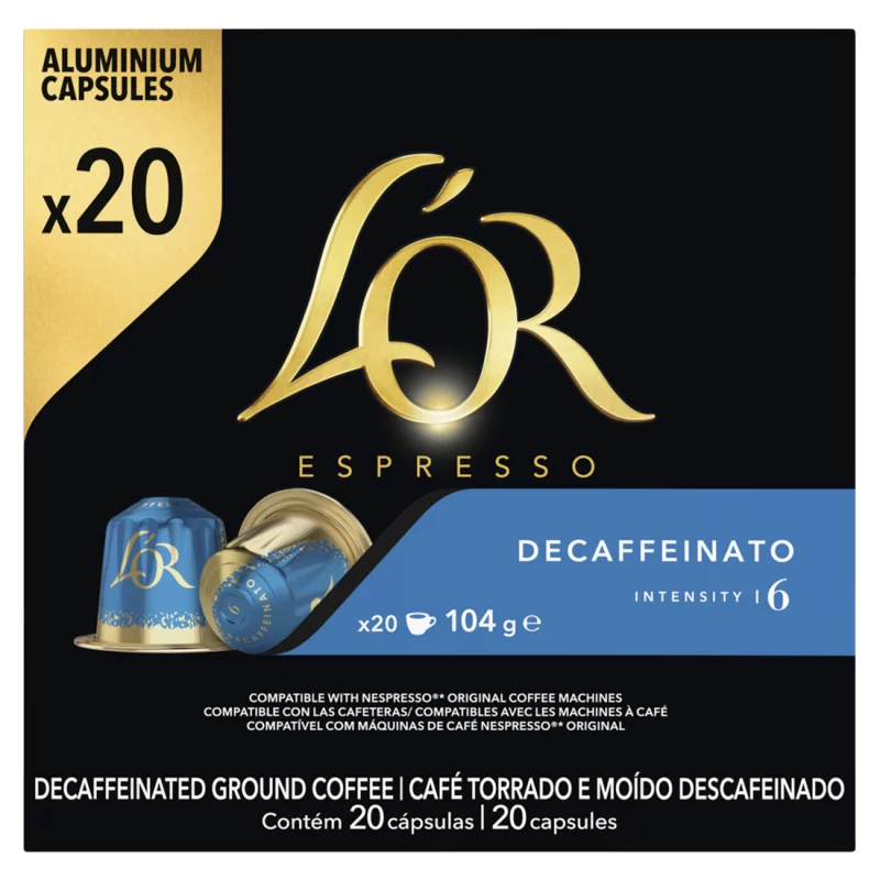 L'OR Espresso Decaffeinato koffeinmentes őrölt-pörkölt kávé kapszulában 20 db 104 g