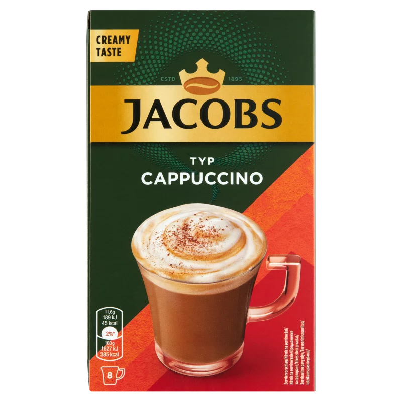 Jacobs Cappucino azonnal oldódó kávéitalpor 8 x 11,6 g (92,8 g)