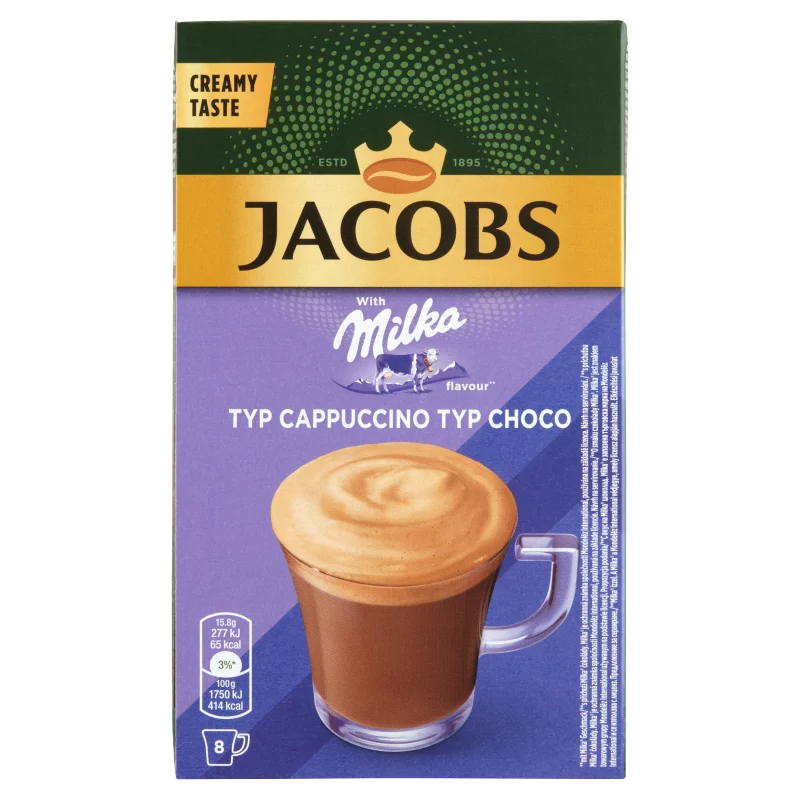 Jacobs Milka azonnal oldódó kávé- és kakaóitalpor 8 x 18,5 g (126,4 g)