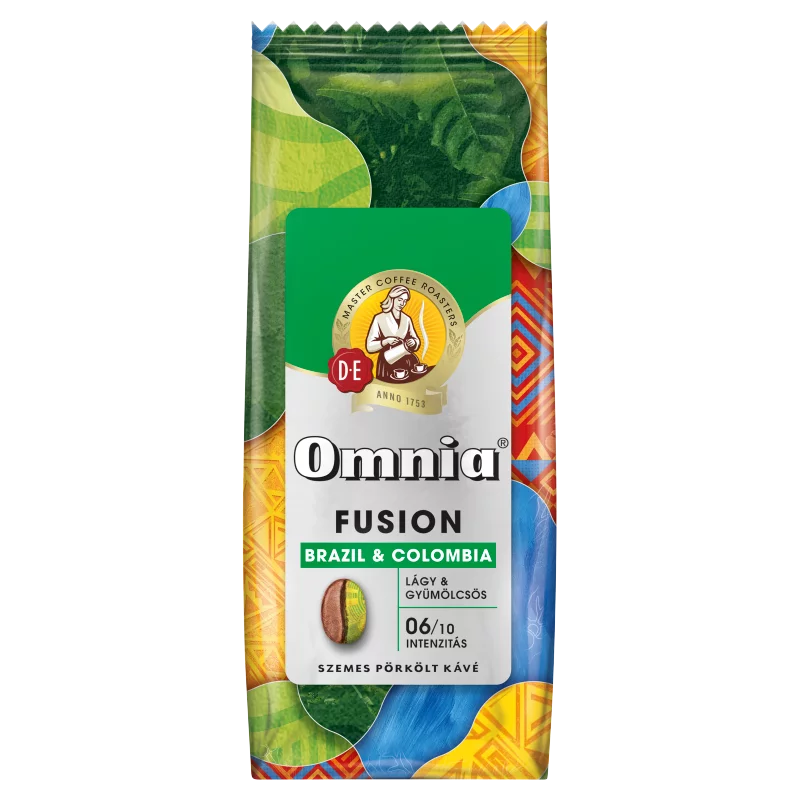 Omnia Fusion Brazil & Colombia lágy & gyümölcsös szemes pörkölt kávé 900 g