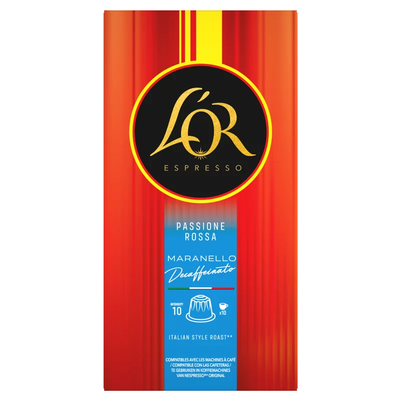 L'OR Espresso Maranello Decaffeinato koffeinmentes őrölt-pörkölt kávé kapszulában 10 db 52 g