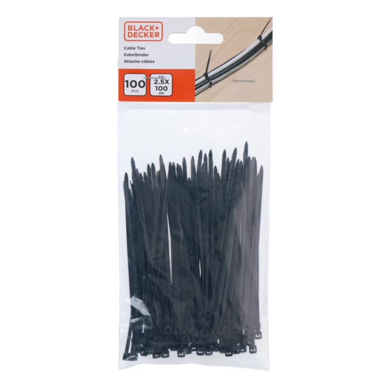 Black+Decker kötözőpánt 100db 2.5x100mm fekete 