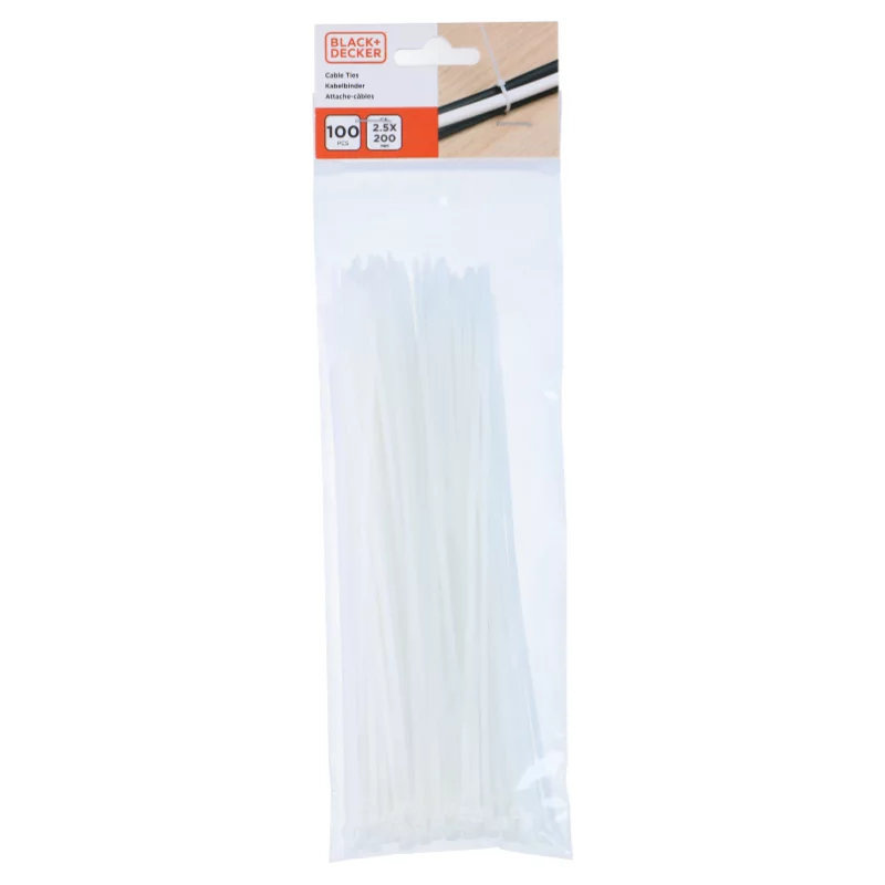 Black+Decker kötözőpánt 100db 2.5x200mm fehér 