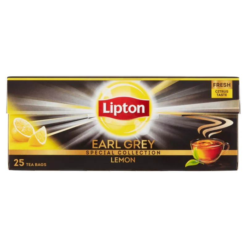 Lipton Earl Grey Lemon bergamot és citrom ízű fekete tea 25 filter 50 g
