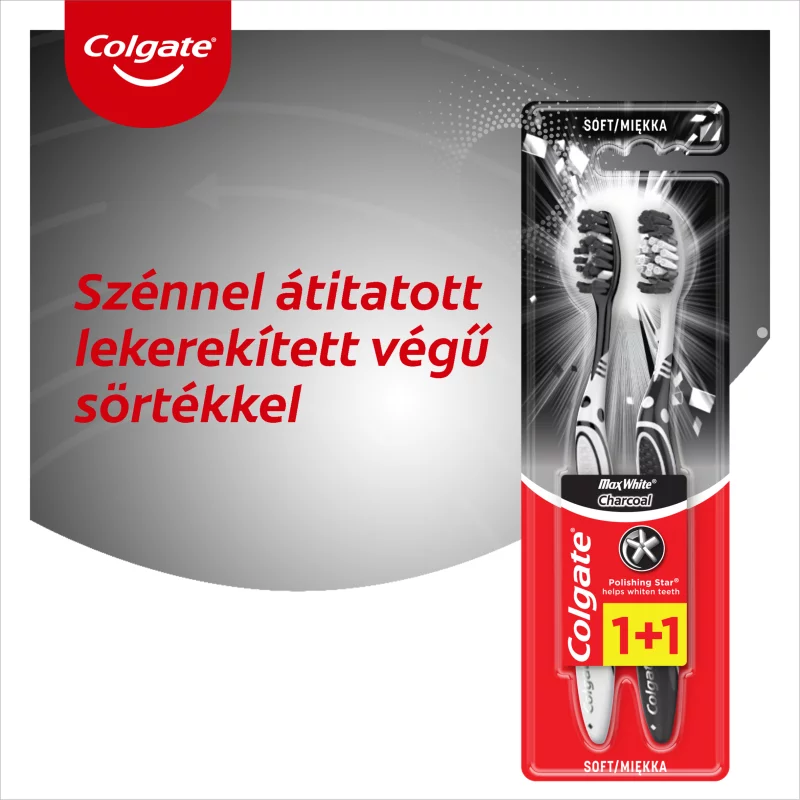 Colgate Max White Charcoal lágy fogkefe 2 db