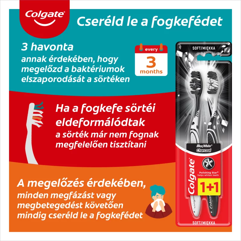 Colgate Max White Charcoal lágy fogkefe 2 db