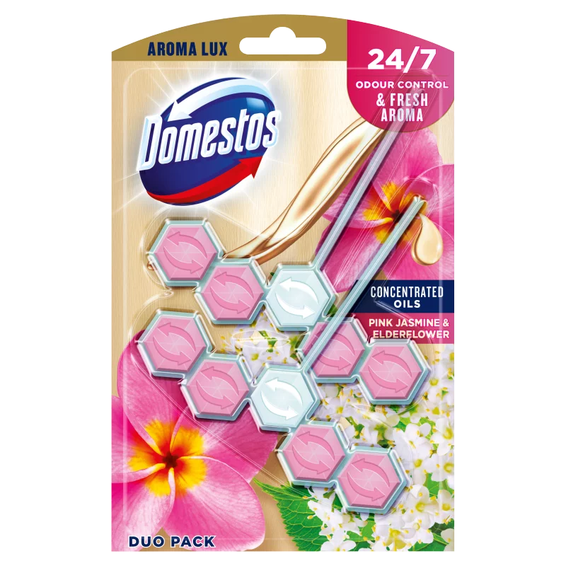 DOMESTOS Aroma Lux Pink Jasmine & Elderflower WC frissítő blokk 2 x 55 g