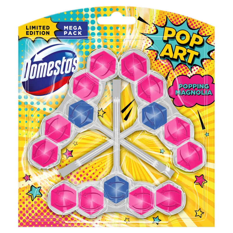 Domestos Power 5 Popping Magnolia WC frissítő blokk 3 x 55 g