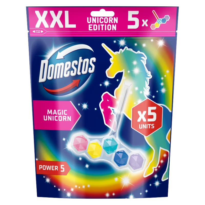 Domestos Power 5 Magic Unicorn WC-frissítő blokk 5 x 50 g