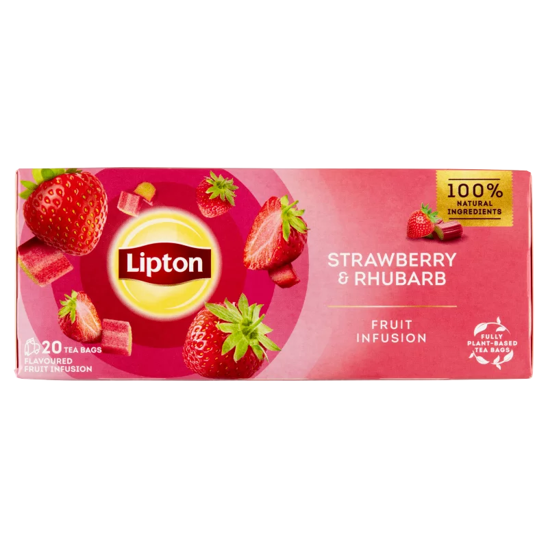 Lipton Fruit Infusion Strawberry & Rhubarb ízesített gyümölcstea 20 teafilter 32 g