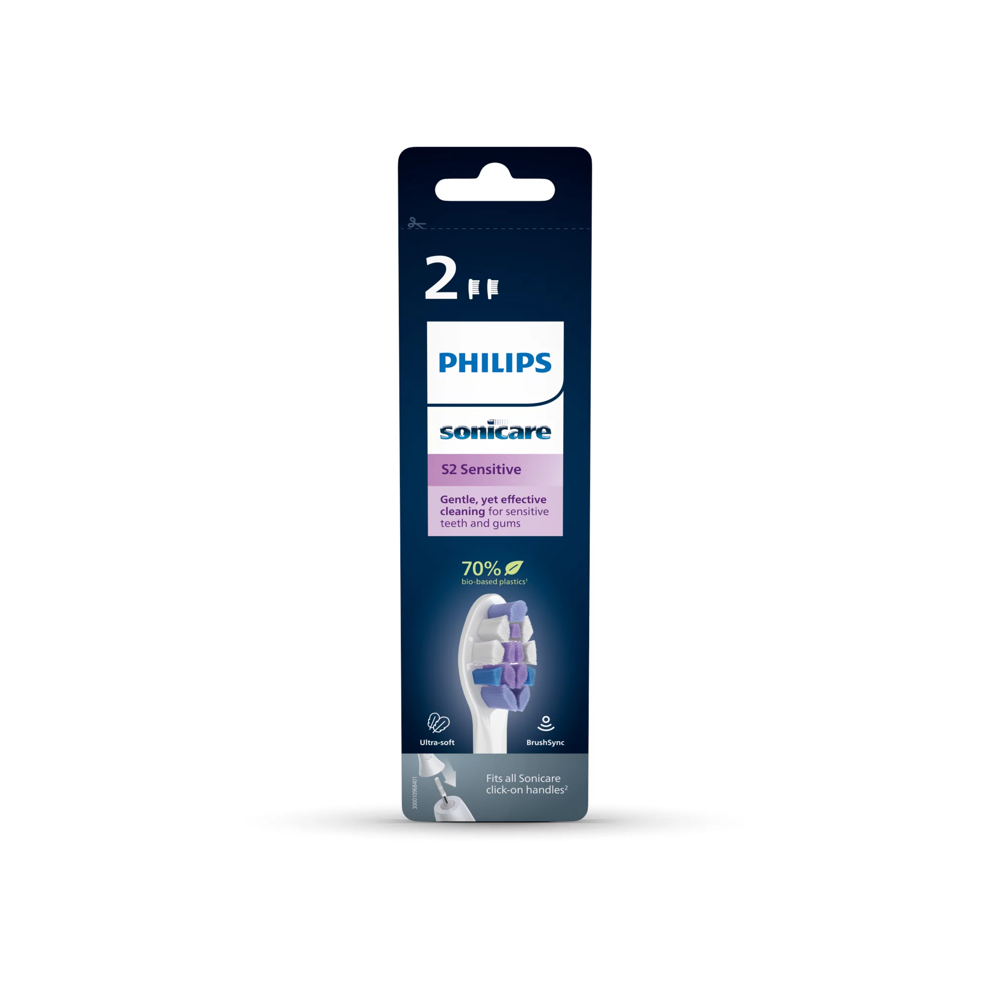 Philips Sonicare S2 Optimal Sensitive fogkefefej csomag 2db, fehér