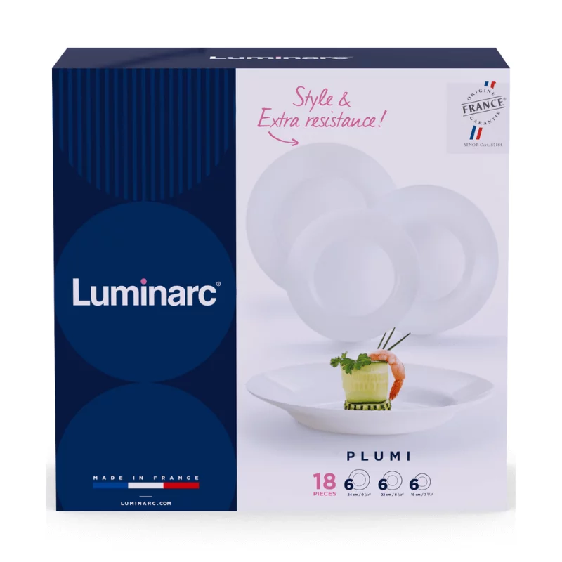 Luminarc Plumi étkészlet 18db-os fehér