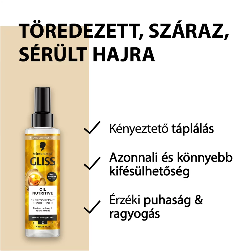 Gliss Tápláló Olaj Express Repair hajbalzsam omega 9 olajsavval + marula olajjal 200 ml