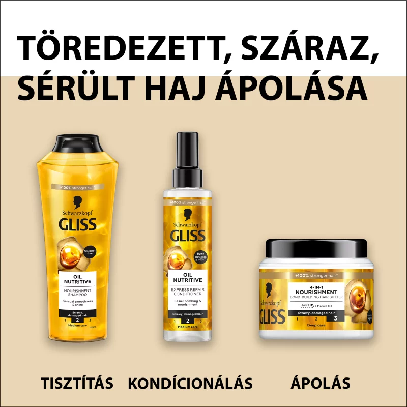 Gliss Tápláló Olaj Express Repair hajbalzsam omega 9 olajsavval + marula olajjal 200 ml