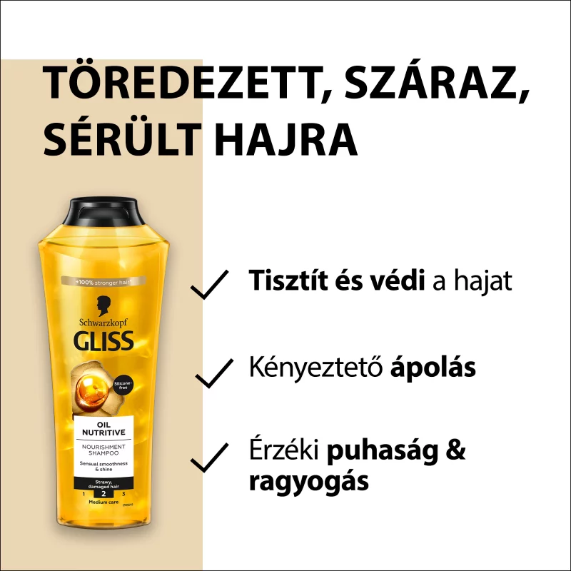 Gliss tápláló olaj sampon omega 9 olajsavval és marula olajjal 400 ml