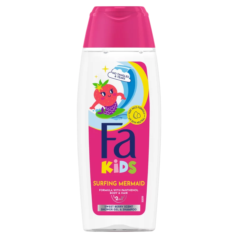 Fa Kids Surfing Mermaid tusfürdő és sampon édes, erdei gyümölcs illattal 250 ml