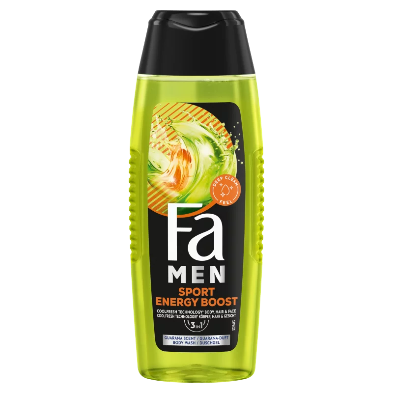 Fa Men Sport Energy Boost 3 az 1-ben tusfürdő testre, hajra és arcra guarana illattal 250 ml