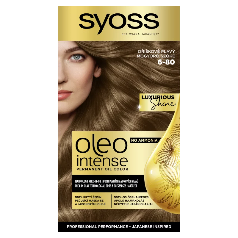 Syoss Oleo Intense tartós hajfesték 6-80 Mogyoró szőke
