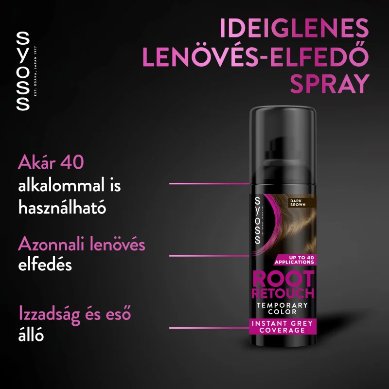 Syoss Root Retoucher ideiglenes lenövés-elfedő spray Sötétbarna 120 ml