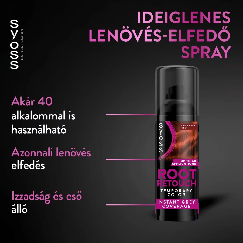 Syoss Root Retoucher ideiglenes lenövés-elfedő spray Kasmír Vörös 120 ml