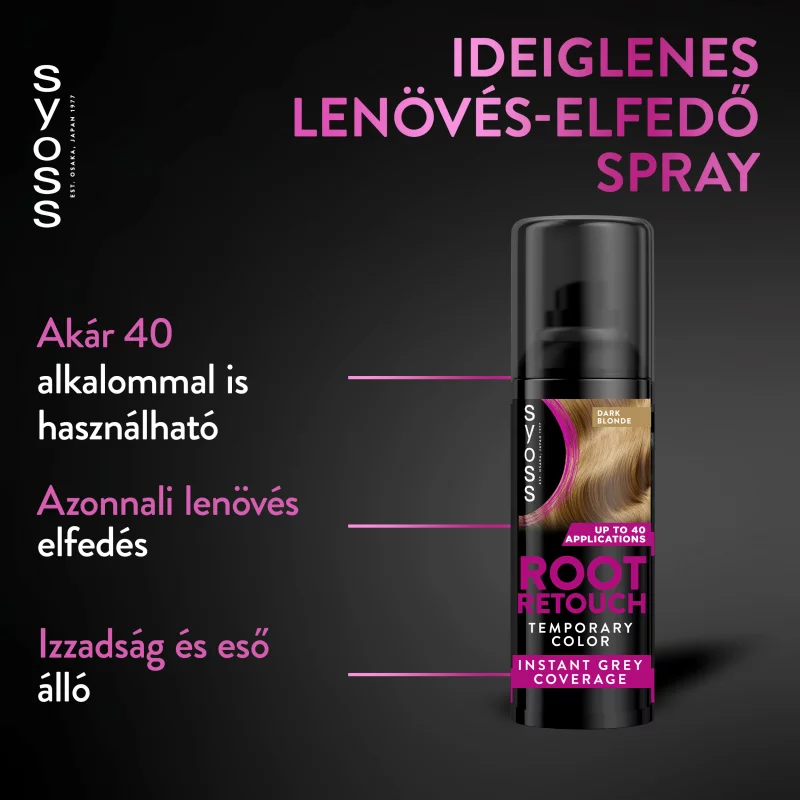 Syoss Root Retoucher ideiglenes lenövés-elfedő spray Sötétszőke 120 ml