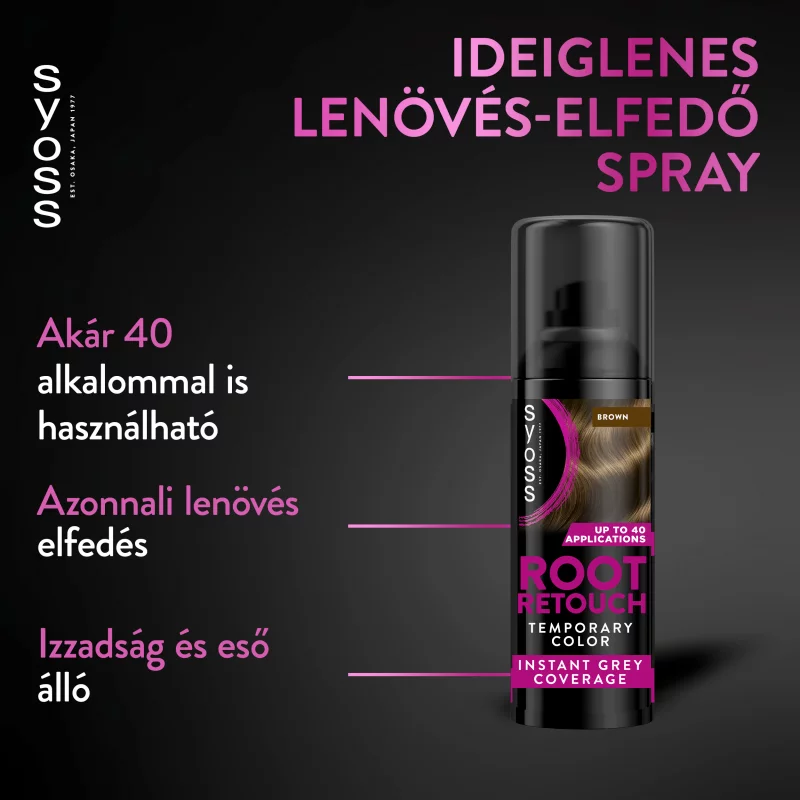 Syoss Root Retoucher ideiglenes lenövés-elfedő spray Barna 120 ml