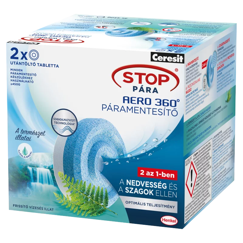 Ceresit Stop Pára Aero 360° páramentesítő utántöltő tabletta frissítő vízesés illattal 2 x 450 g