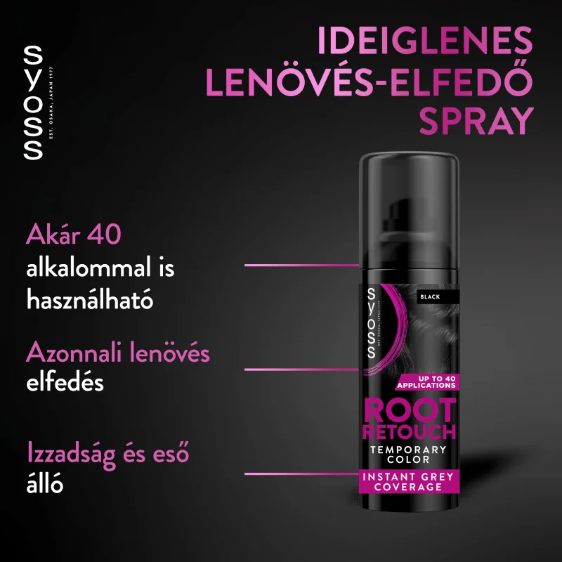 Syoss Root Retoucher ideiglenes lenövés-elfedő spray Fekete 120 ml