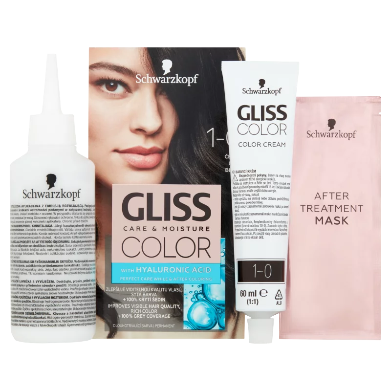 Schwarzkopf Gliss Color tartós hajfesték 1-0 Sötét fekete