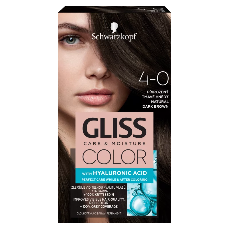 Schwarzkopf Gliss Color tartós hajfesték 4-0 Természetes sötétbarna