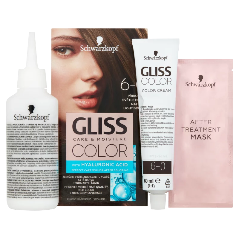 Schwarzkopf Gliss Color tartós hajfesték 6-0 Természetes világosbarna