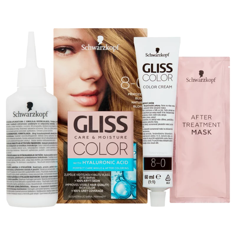Schwarzkopf Gliss Color tartós hajfesték 8-0 Természetes szőke