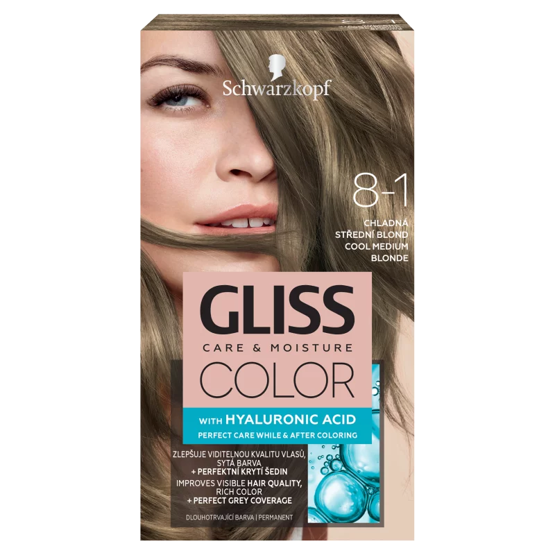 Schwarzkopf Gliss Color tartós hajfesték 8-1 Hűvös középszőke
