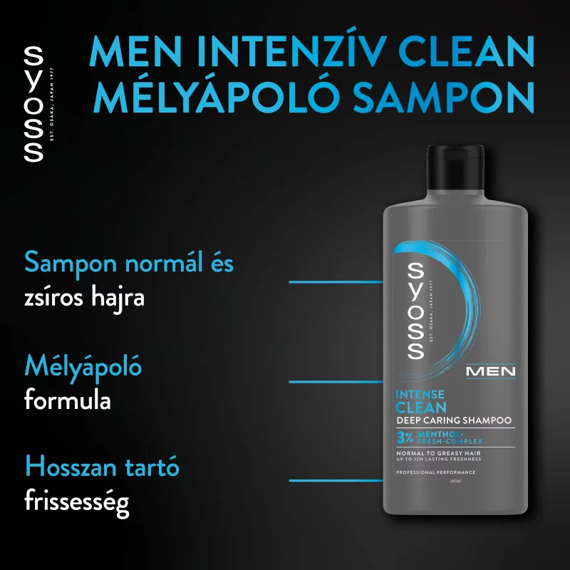 Syoss Men Intenzív Clean mélyápoló sampon 440 ml