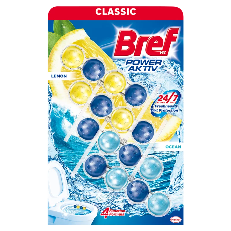 Bref Power Aktiv Lemon/Ocean WC frissítő 4 x 50 g 