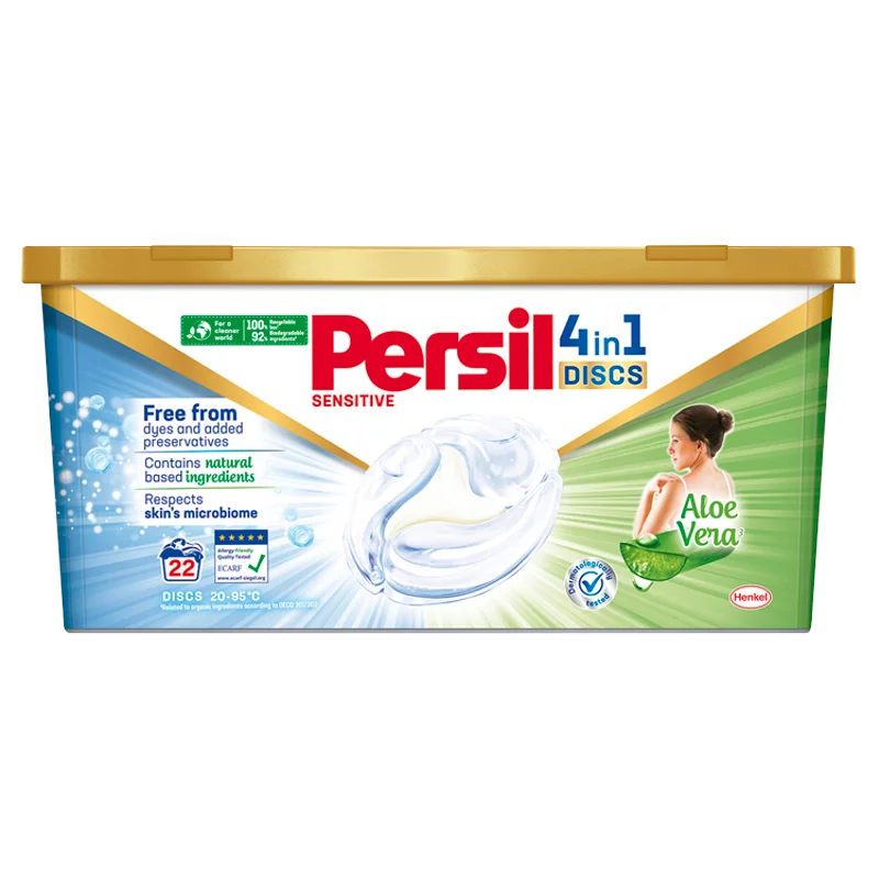 Persil Discs Sensitive mosószer koncentrátum fehér és világos ruhadarabokhoz 22 mosás 550 g