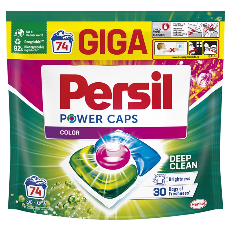 Persil Power Caps Color mosószer koncentrátum gépi mosáshoz színes ruhadarabokhoz 74 mosás 1036 g