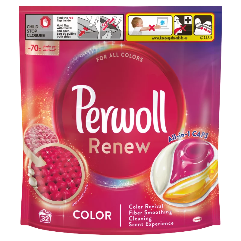 Perwoll Renew Color mosókapszula színes ruhaneműkhöz 32 mosás 432 g