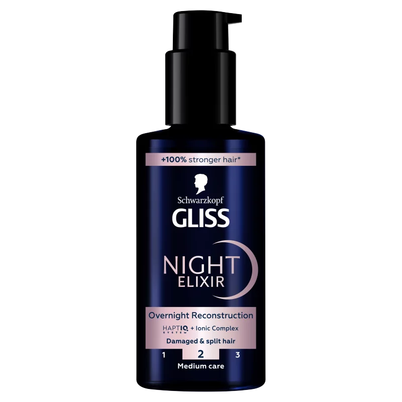 Gliss Night Elixir újjáépítő éjszakai hajpakolás sérült és töredezett végű hajra 100 ml