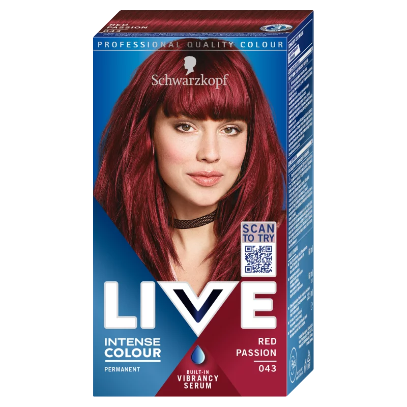 Schwarzkopf Live tartós hajfesték 043 vörös szenvedély