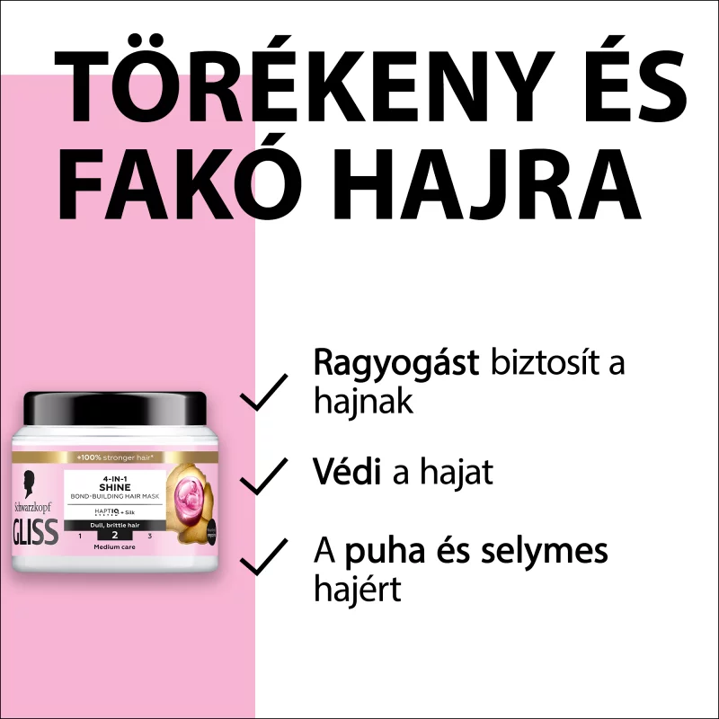Gliss 4 az 1-ben ragyogás hajmaszk 400 ml