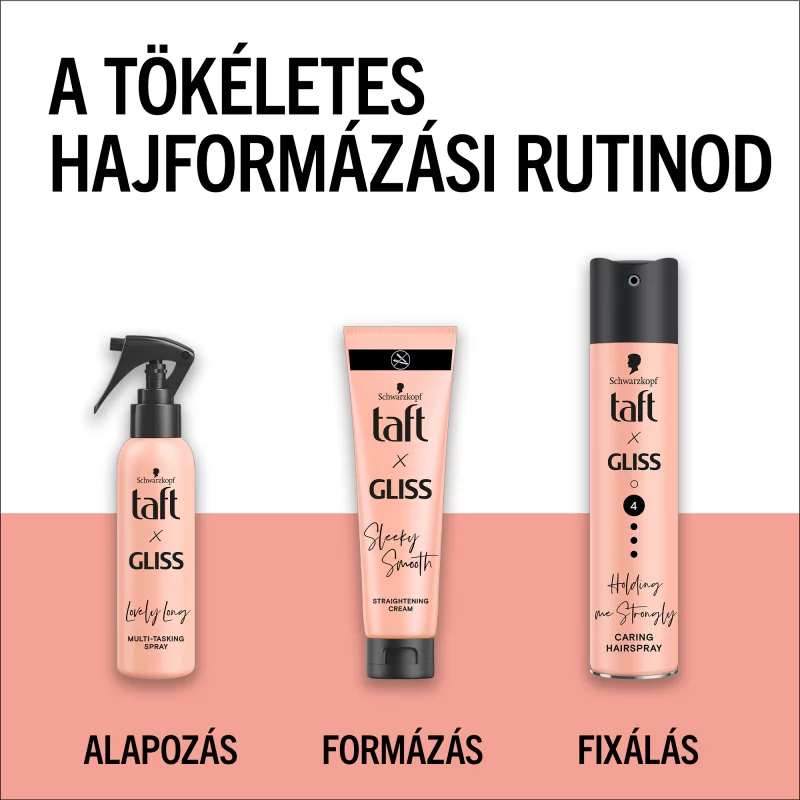 Taft X Gliss Sleeky Smooth hajegyenesítő krém a rakoncátlan egyenes hajra 150 ml