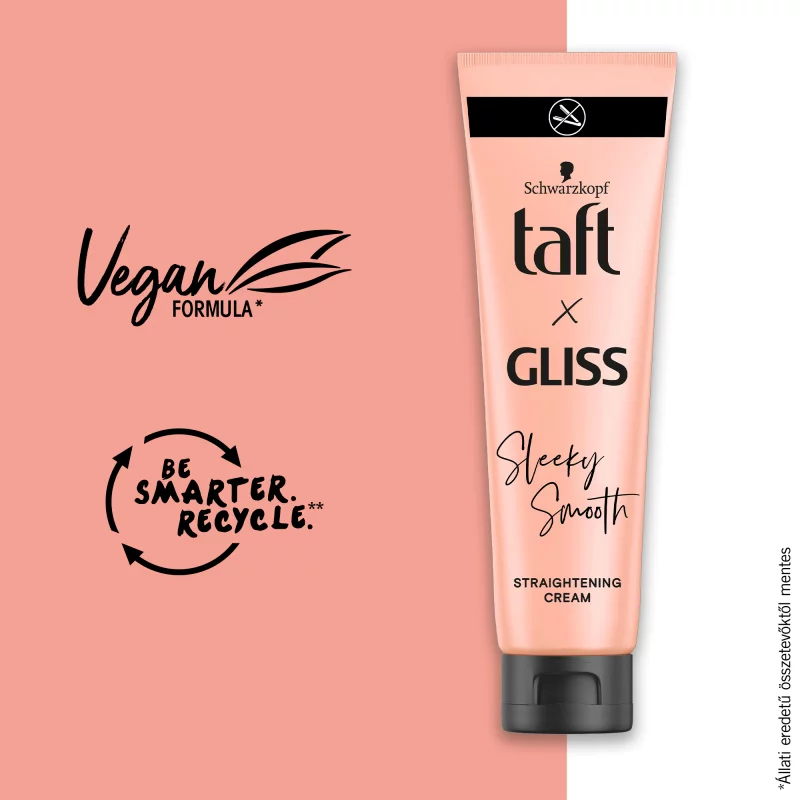 Taft X Gliss Sleeky Smooth hajegyenesítő krém a rakoncátlan egyenes hajra 150 ml