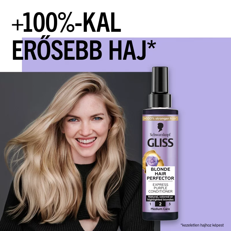 Gliss Blonde Hair Perfector Express lila hamvasító hajbalzsam 200 ml