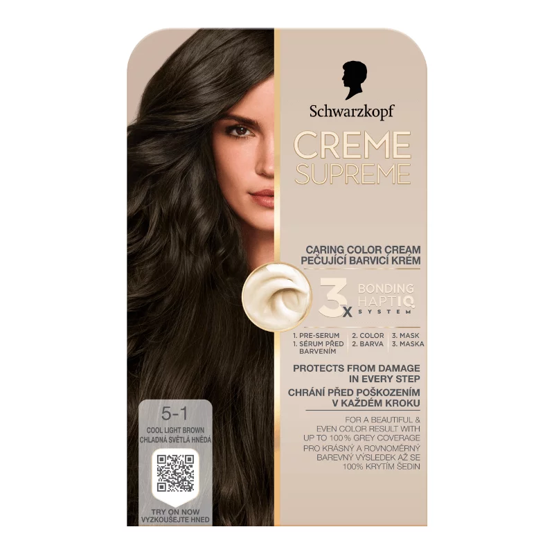 Schwarzkopf Creme Supreme tartós hajfesték 5-1 hűvös világosbarna