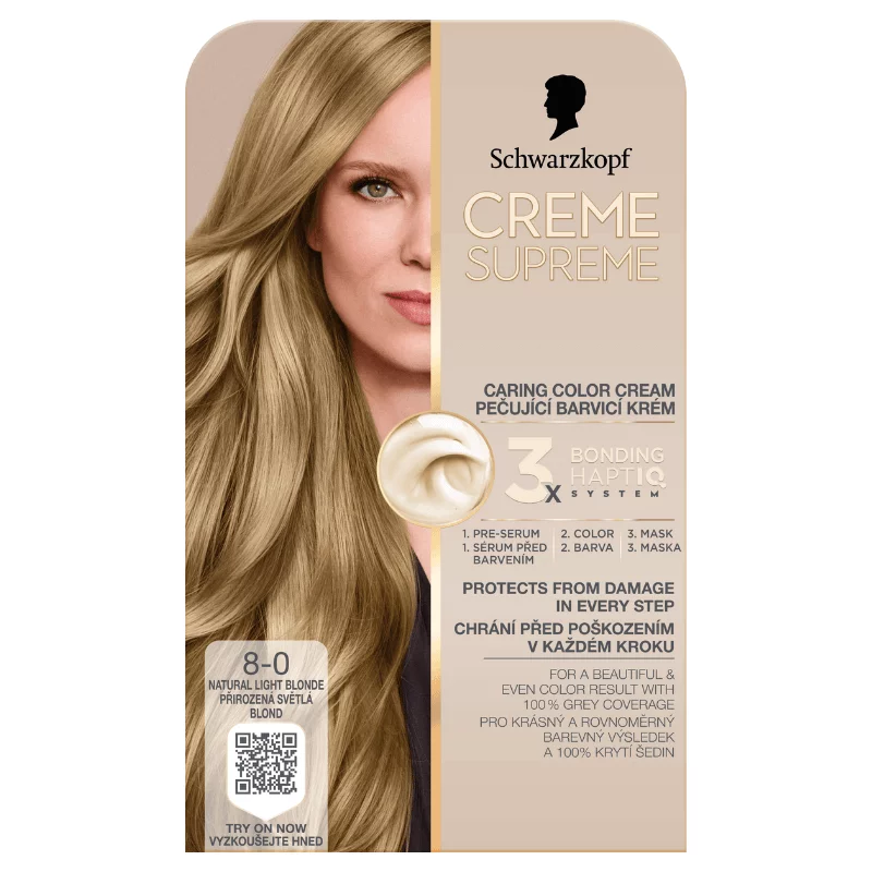 Schwarzkopf Creme Supreme tartós hajfesték 8-0 természetes világosszőke