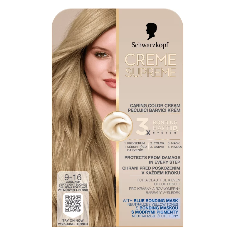 Schwarzkopf Creme Supreme tartós hajfesték 9-16 hűvös hamvas nagyon világosszőke
