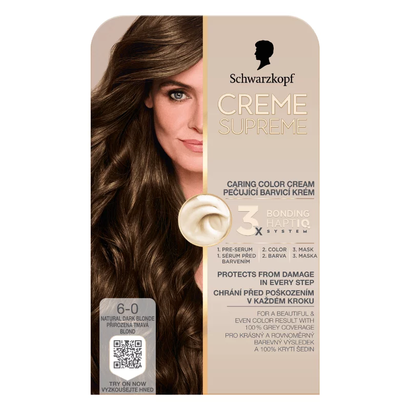 Schwarzkopf Creme Supreme tartós hajfesték 6-0 természetes sötétszőke